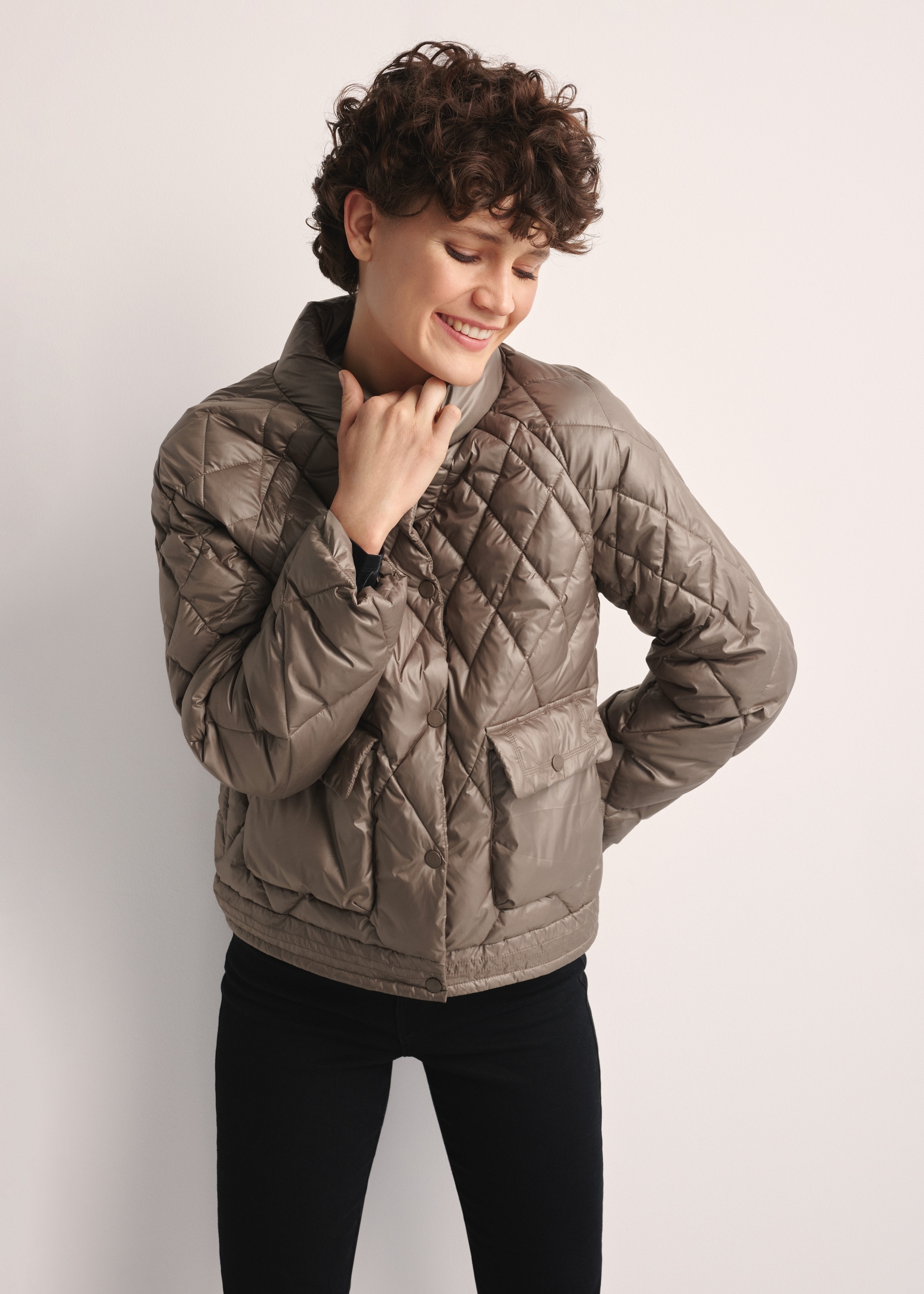 Olive quilted women's jacket KURDT-0597-57(Z25)