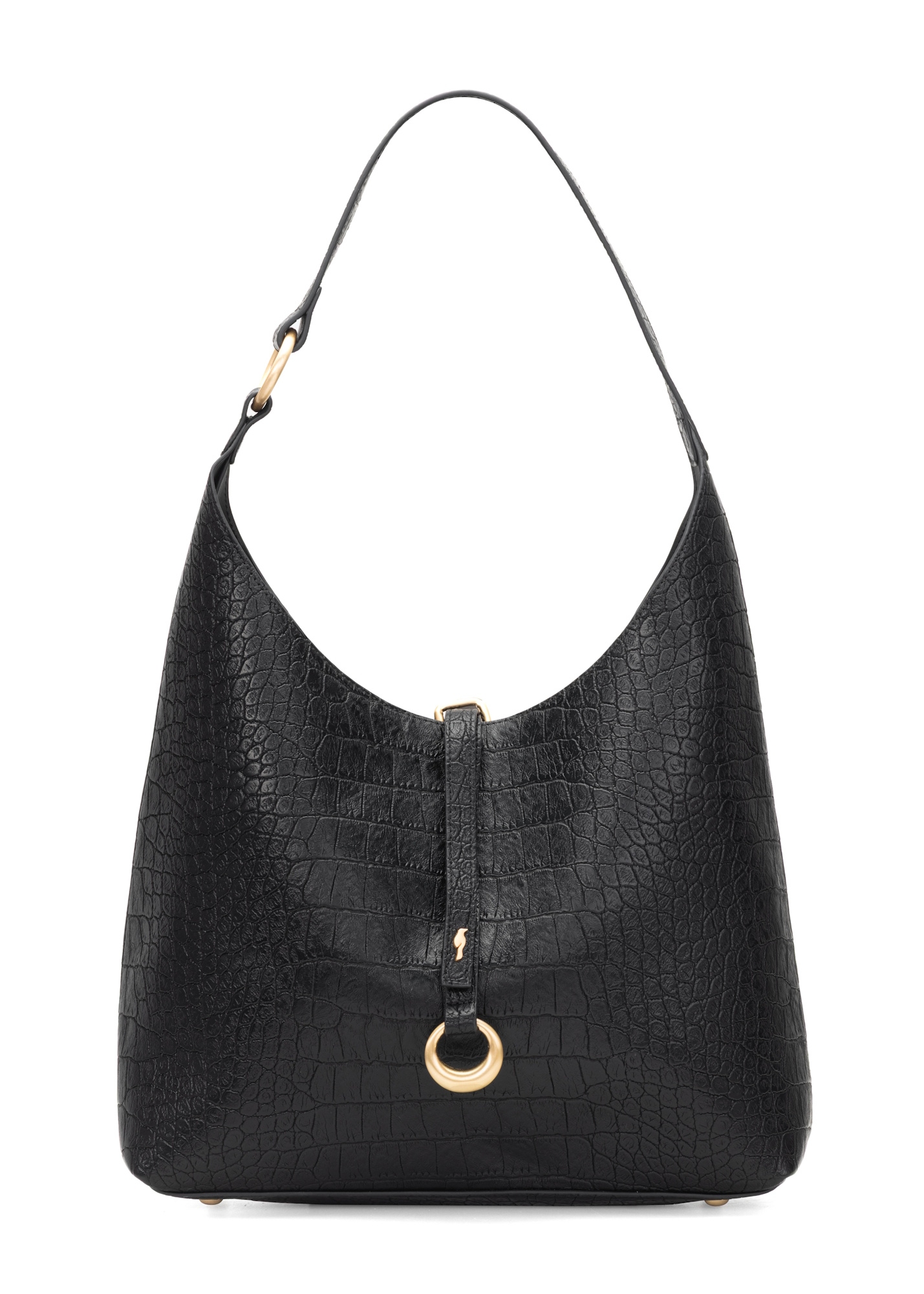 Black women's handbag with croco motif TOREC-1170-9G(W26)