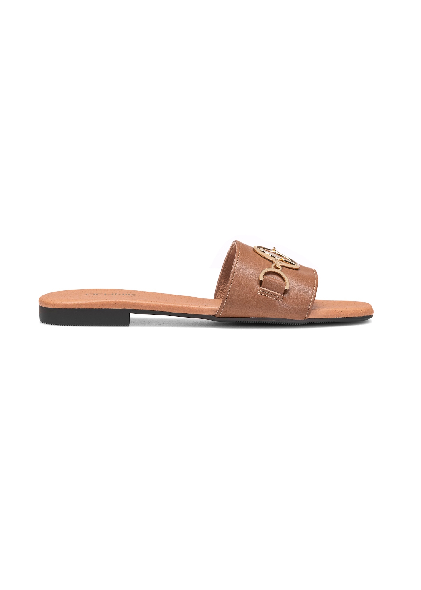 Brown flip-flops with decorative buckle BUTYD-1070A-24(W25)