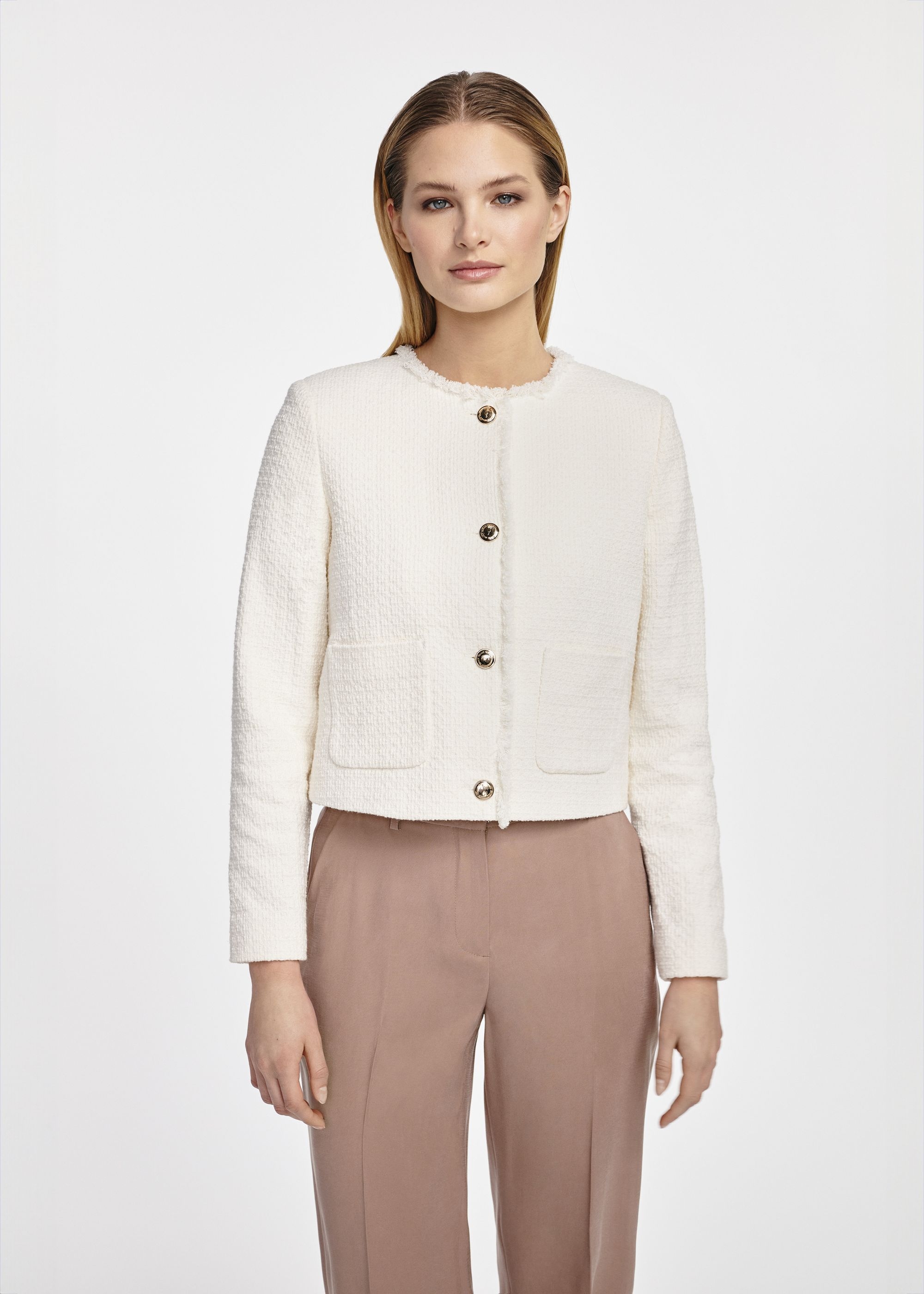 Cream short women's jacket ZAKDT-0041-12(W25)