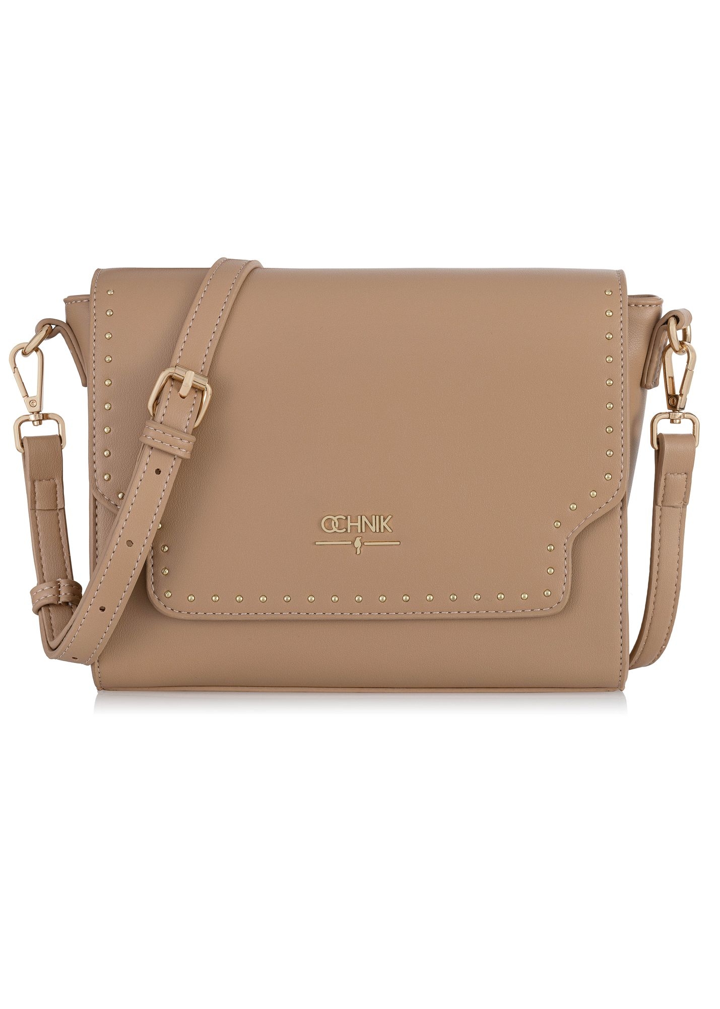Beige women's messenger bag with studs TOREC-0899A-81(W25)