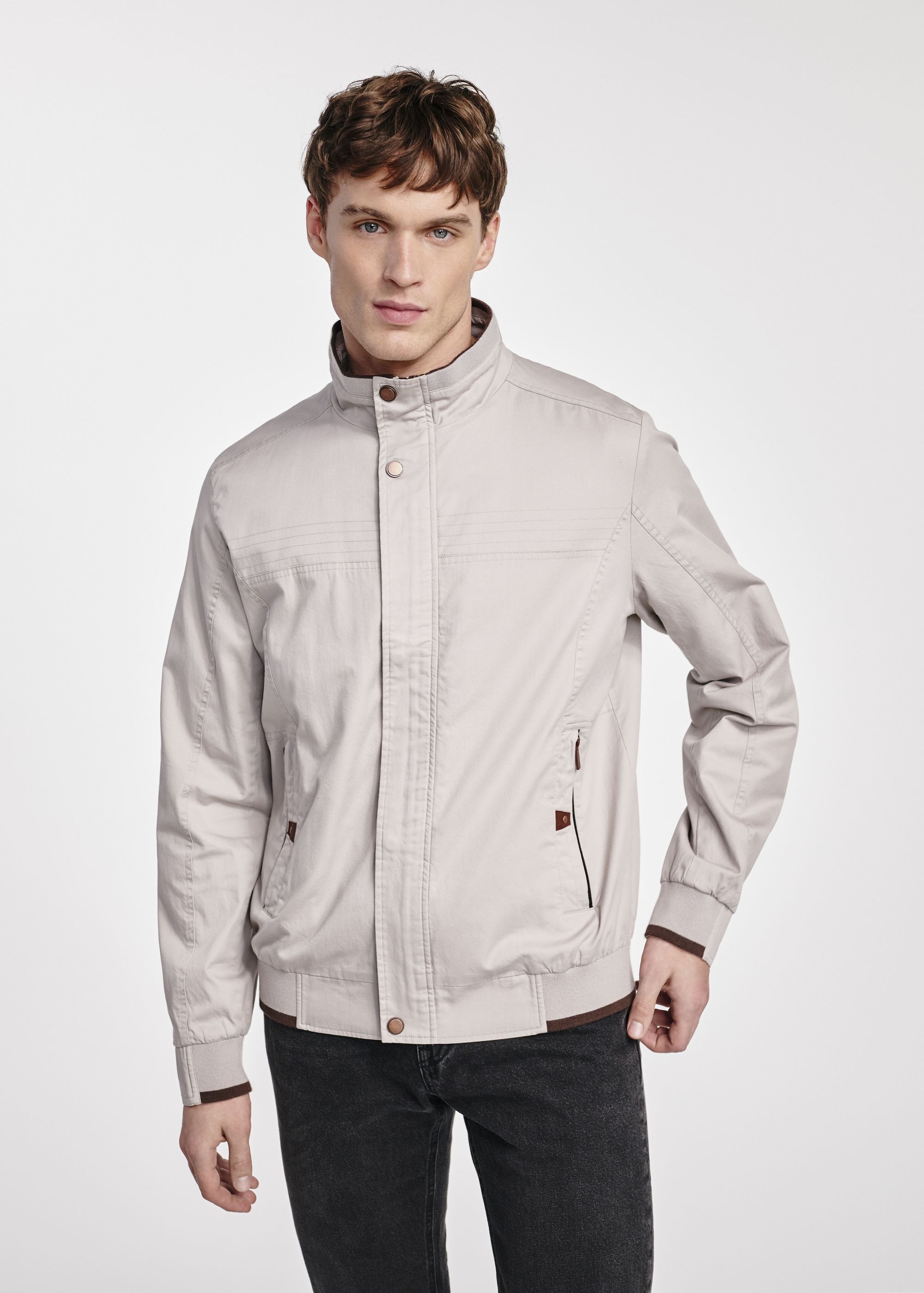 Light beige men's transition jacket KURMT-0375-80(W25)