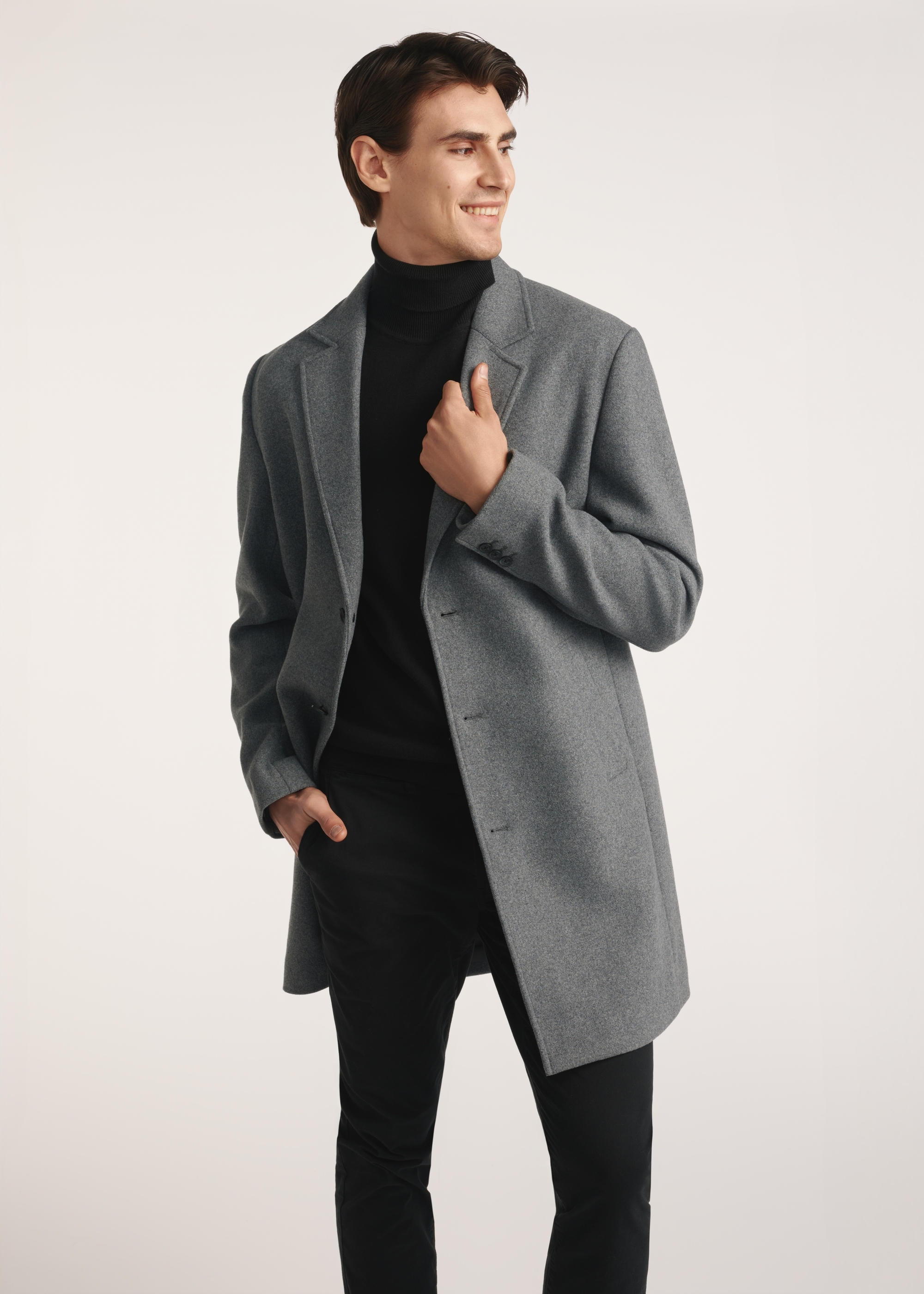 Men's gray wool coat PLAMT-0006-91(Z25)