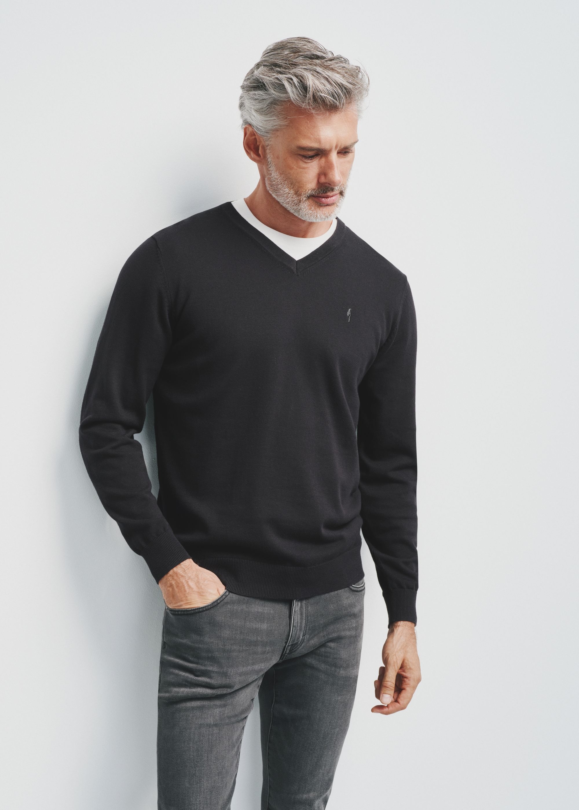 Black men's sweater with logo SWEMT-0159-99(Z24)