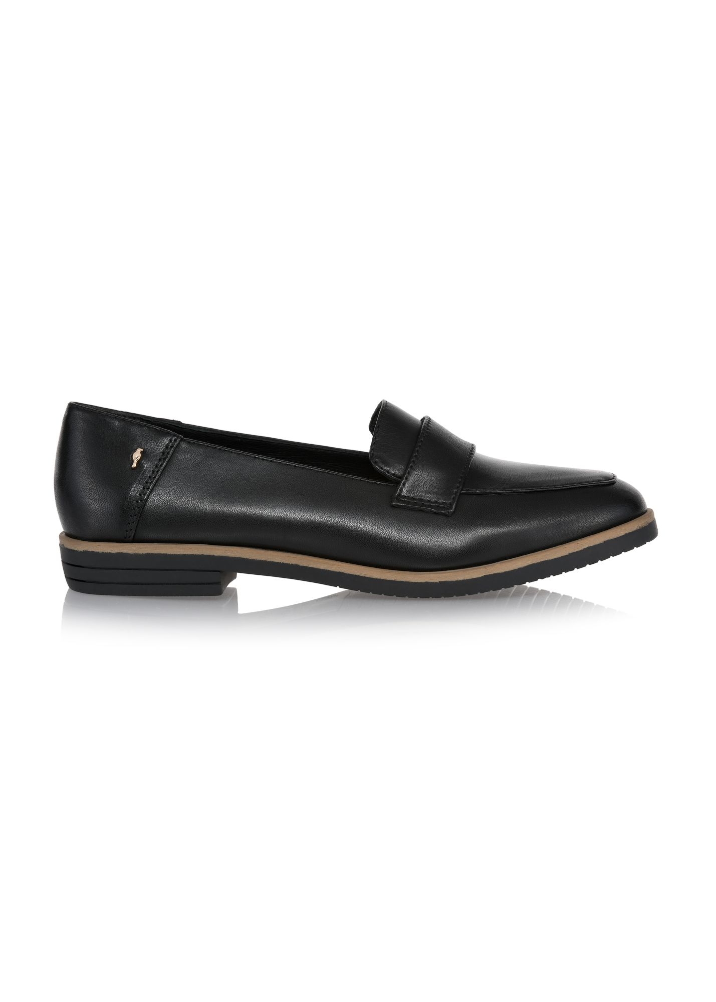 Women's black leather moccasins BUTYD-1067-99(W26)
