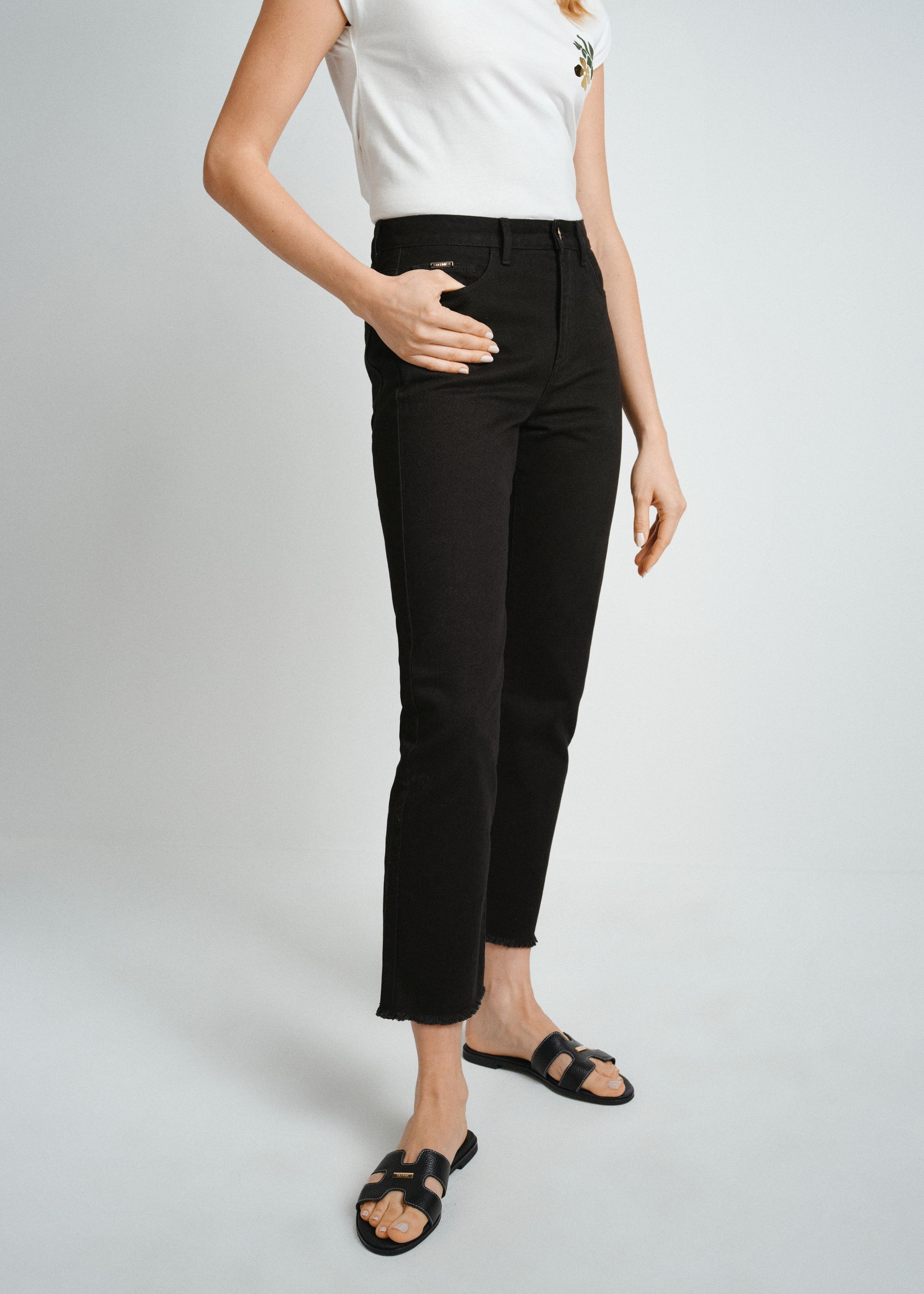 Women's black denim pants SPODT-0078-99(W24)