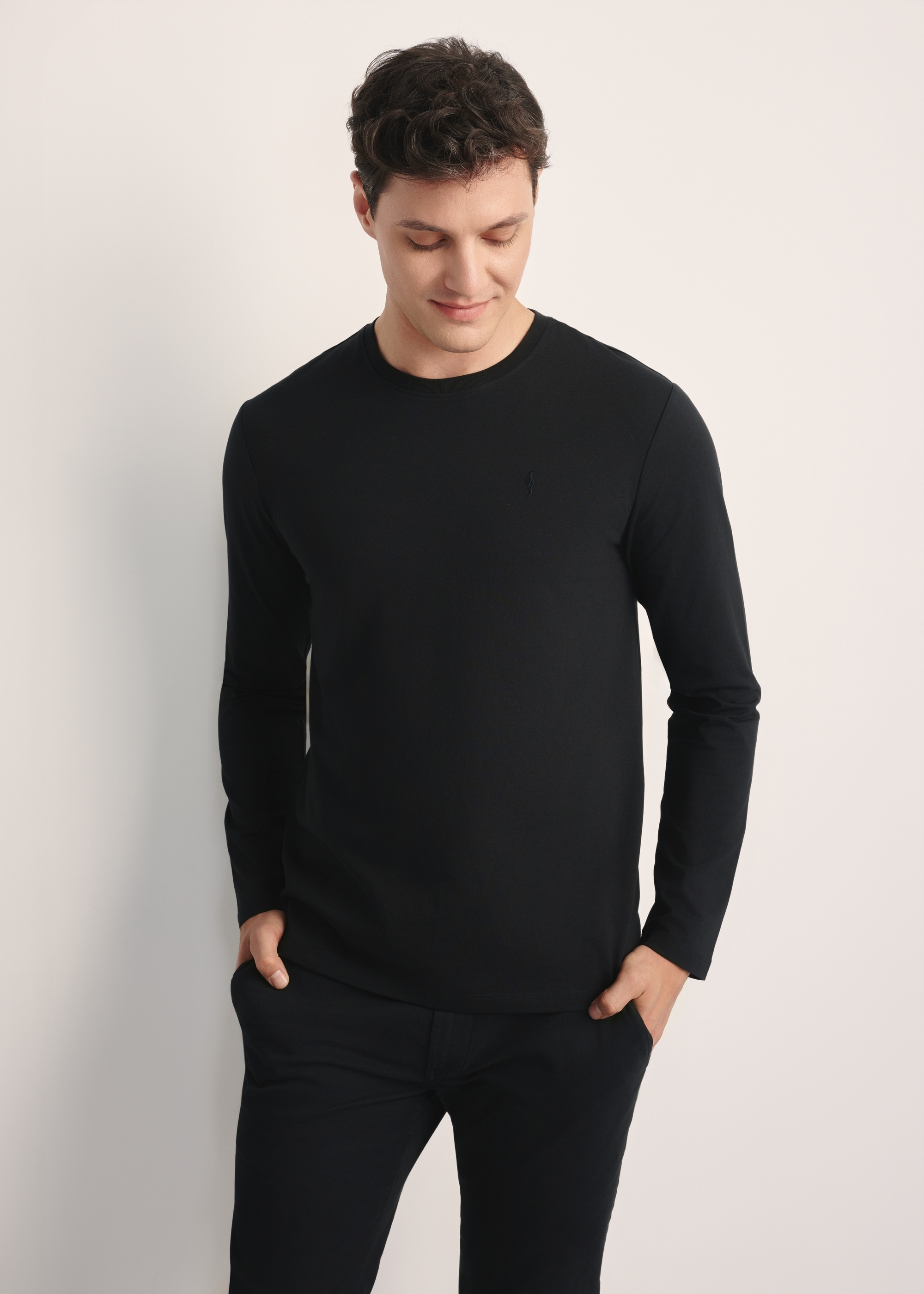 Black men's longsleeve LSLMT-0008-99(Z25)