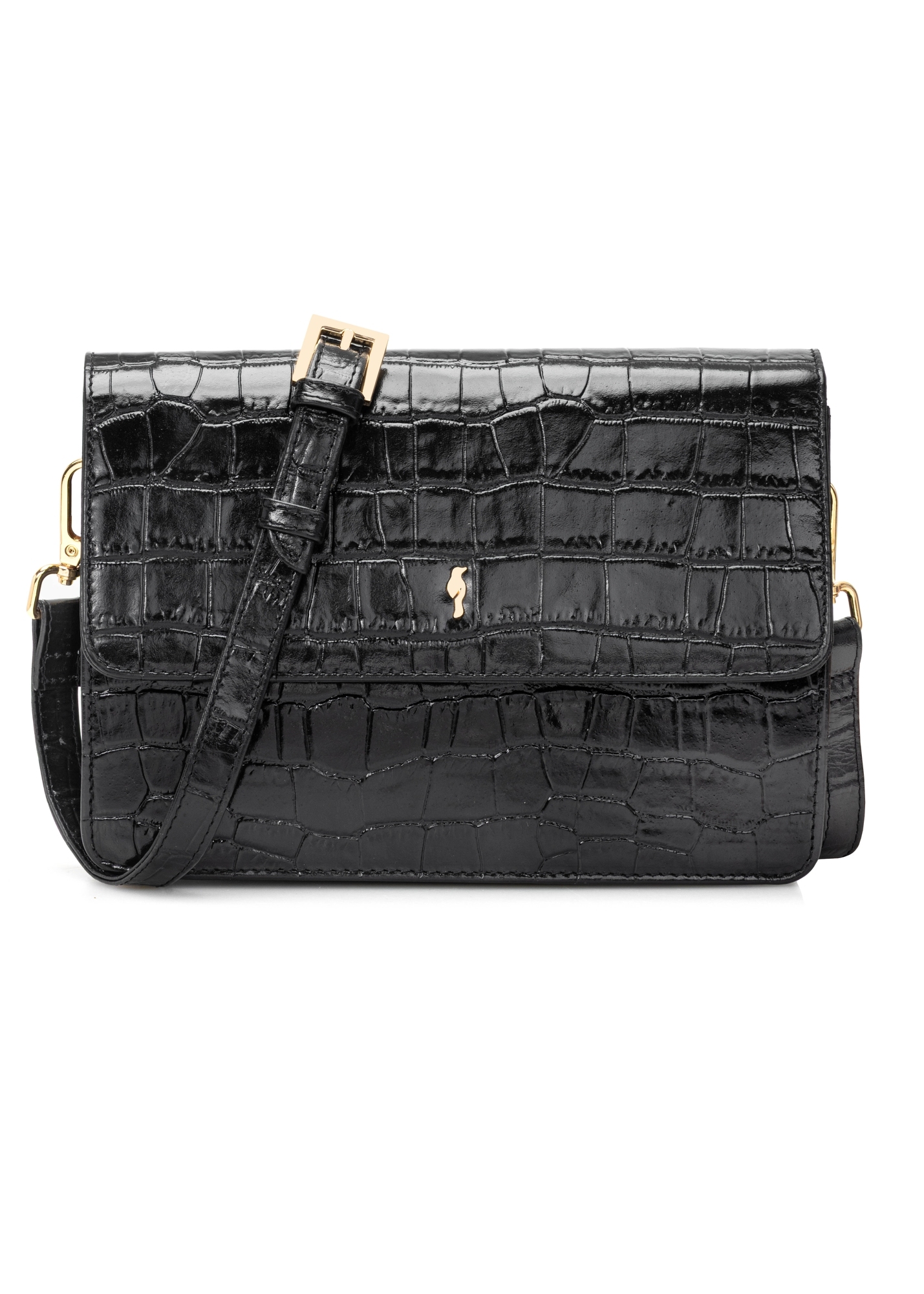 Black small croco leather handbag TORES-1233-9G(W26)