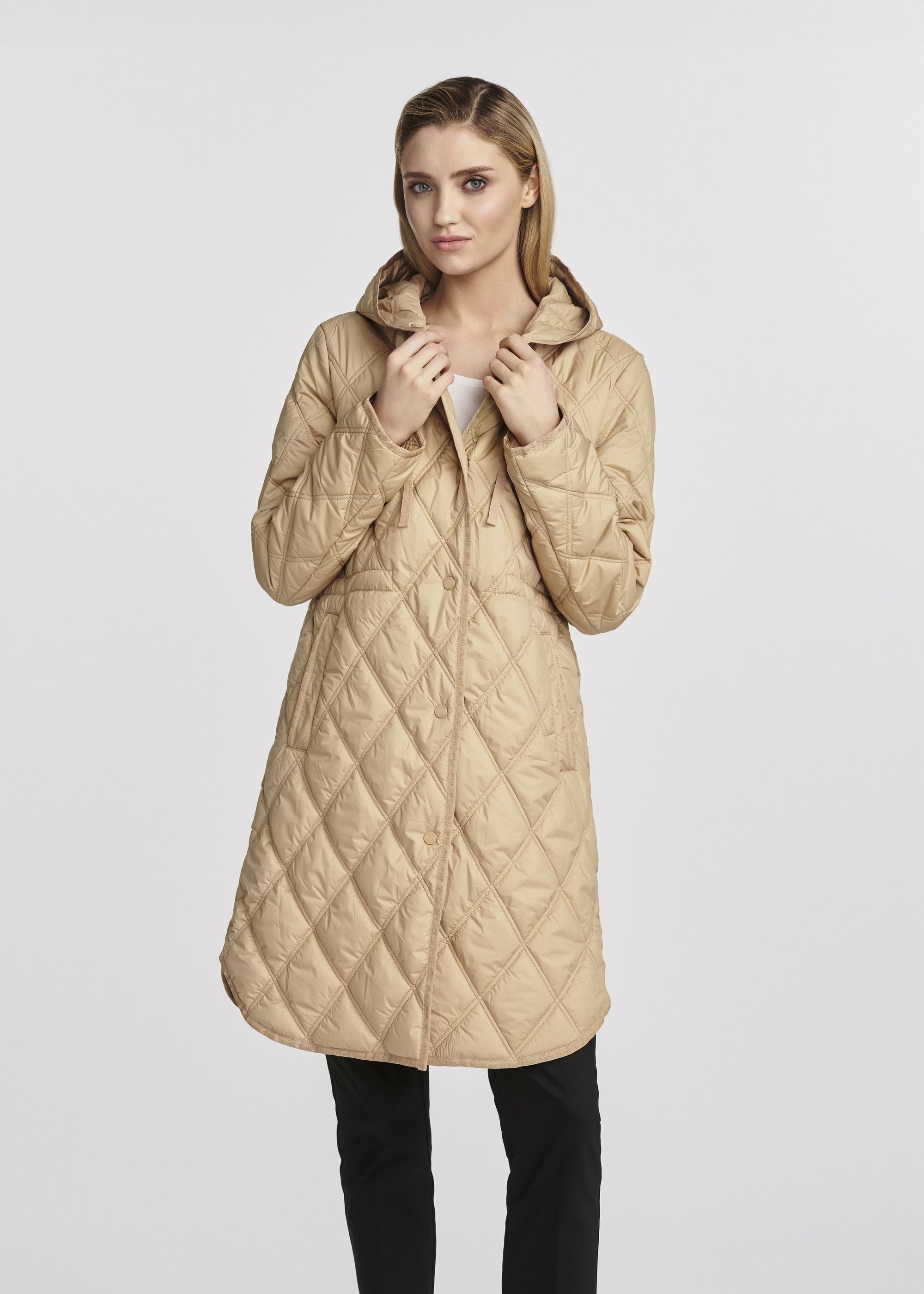 Beige quilted women's jacket KURDT-0579-81(W25)