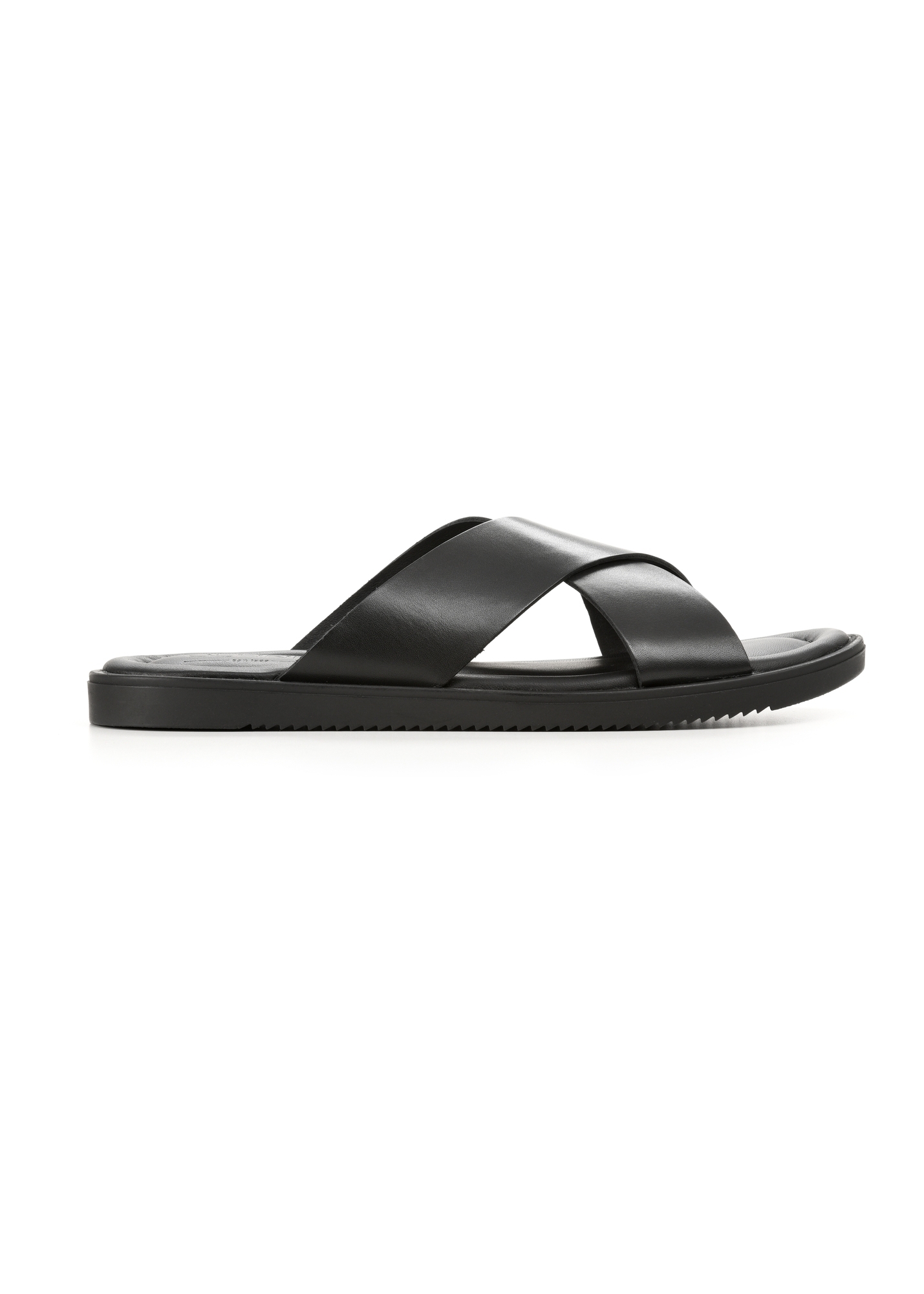 Men's black leather flip-flops BUTYM-0536-99(W26)