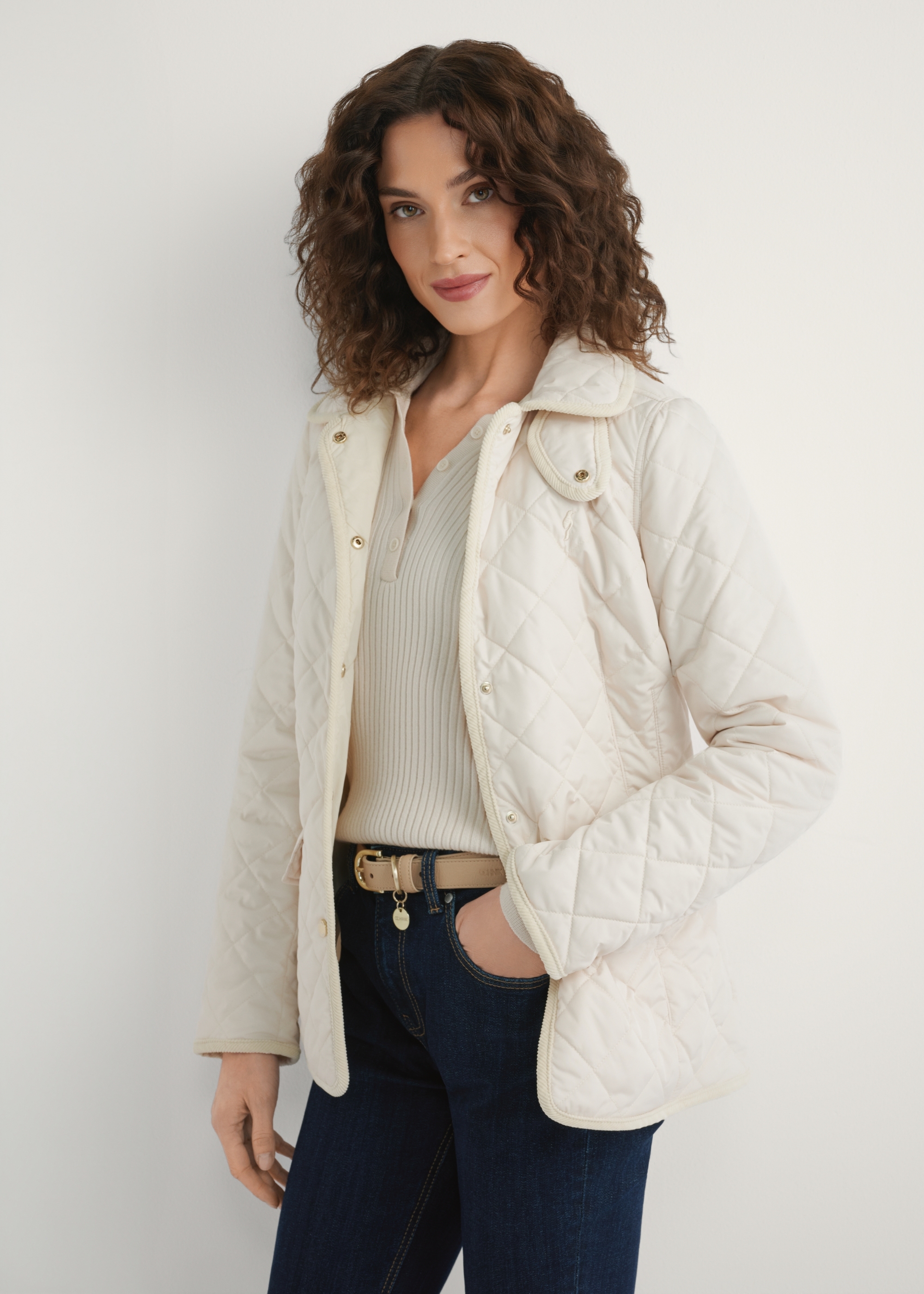 Light beige transitional women's jacket KURDT-0640-0B(W26)