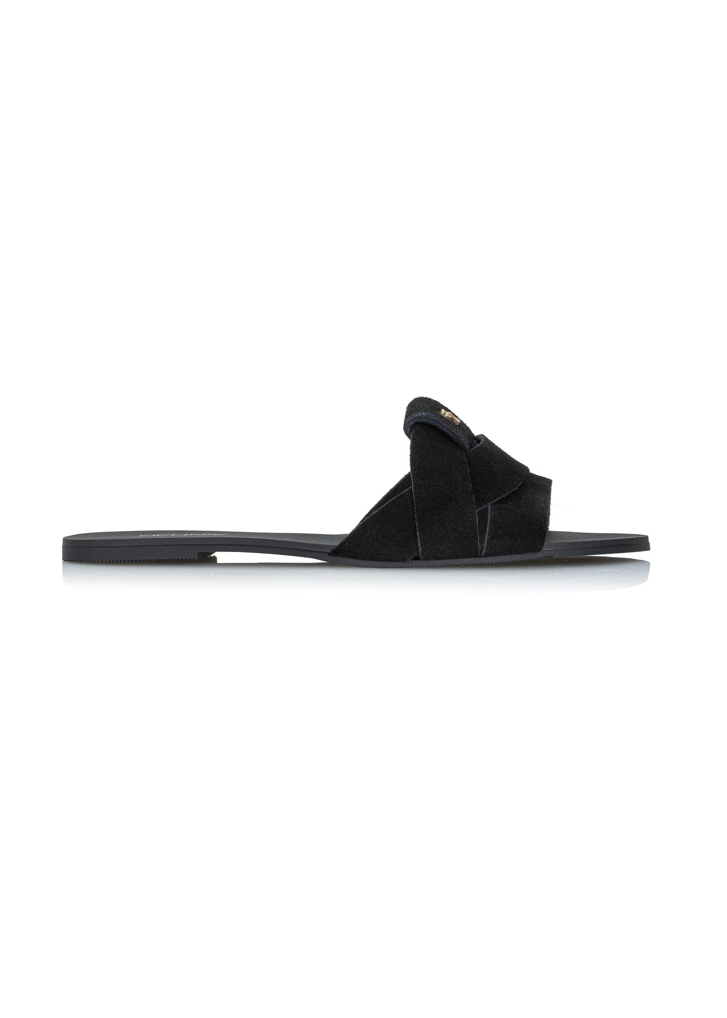Black suede women's flip-flops with braid BUTYD-0903B-98(W25)