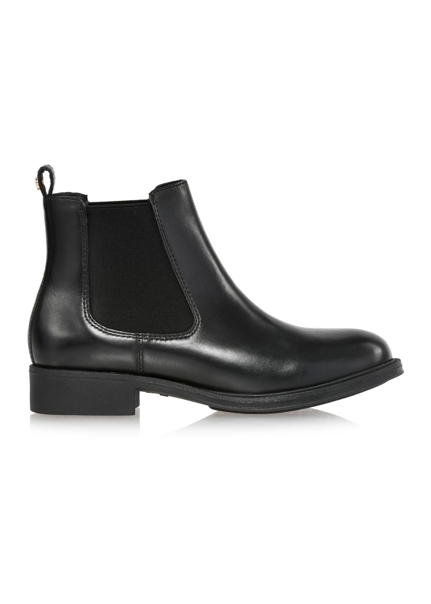 Black leather short women's Chelsea boots BUTYD-1116-99(Z25)