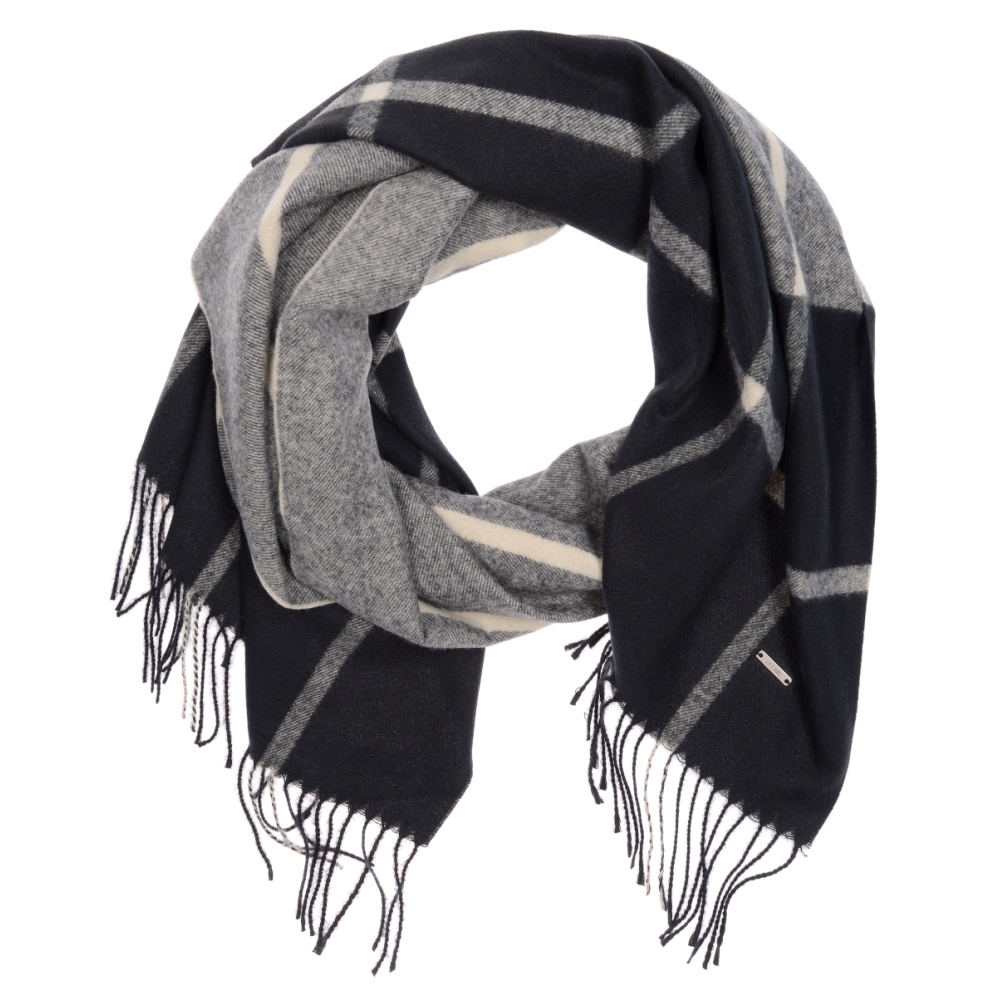 Grey checkered women's scarf SZADT-0100-98(Z25)