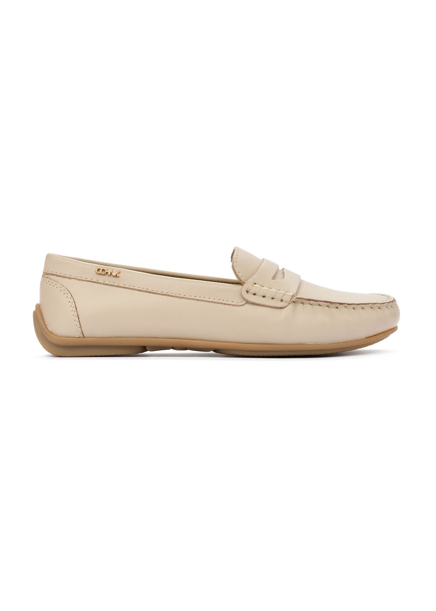 Beige leather women's loafers BUTYD-1054A-81(W25)