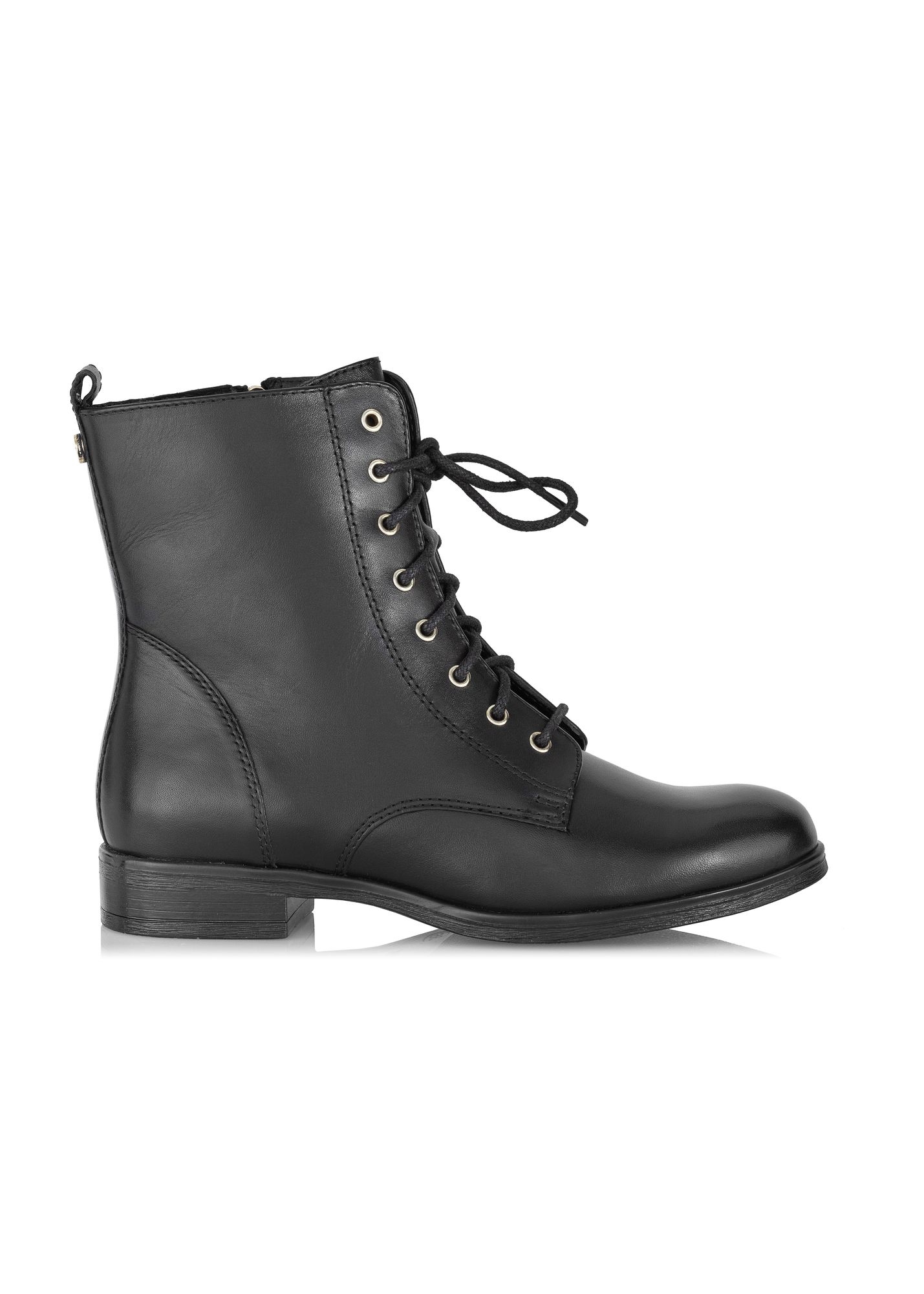 Women's black leather heeled boots BUTYD-1008-99(Z25)