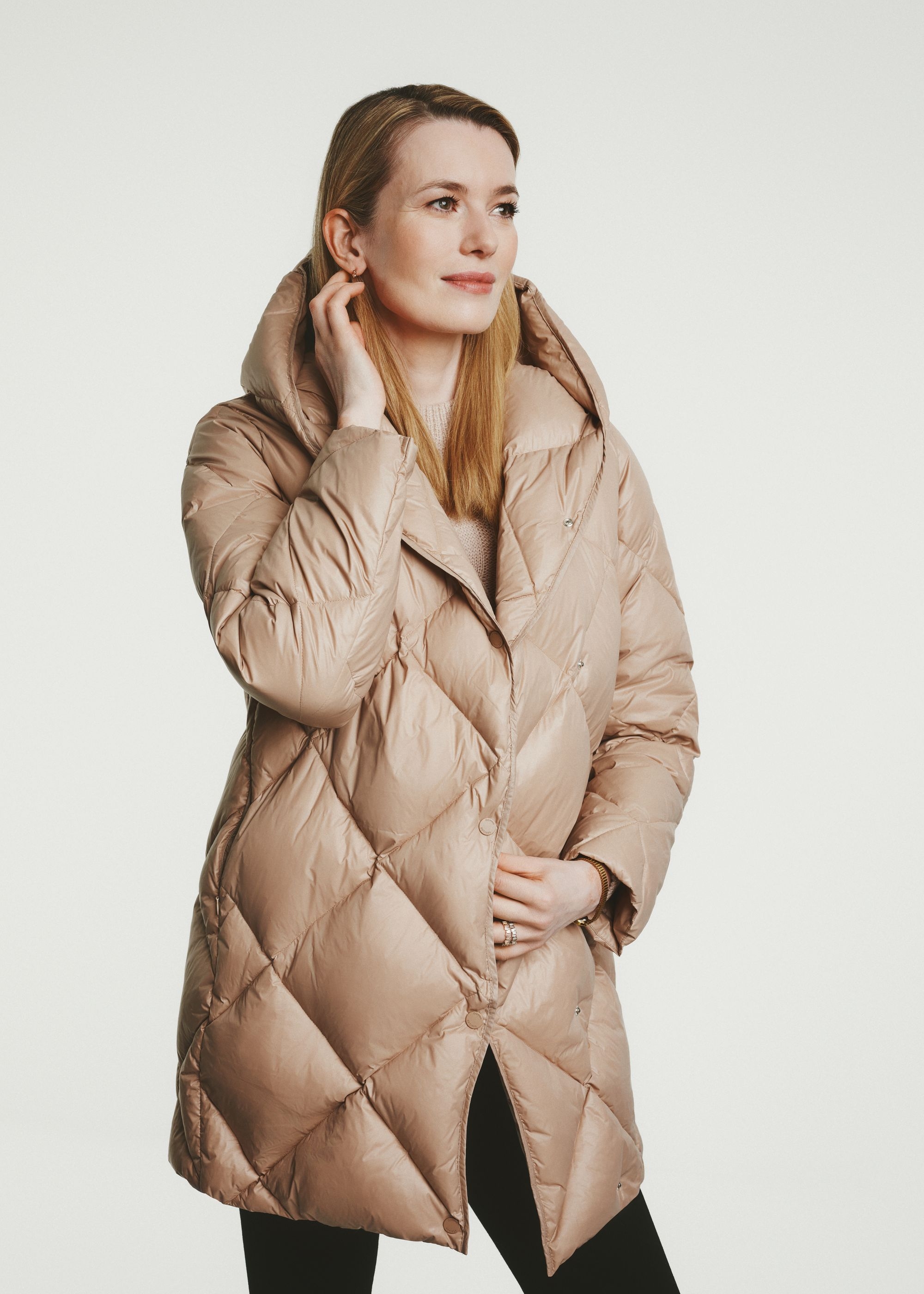 Beige quilted women's jacket KURDT-0528-81(Z24)