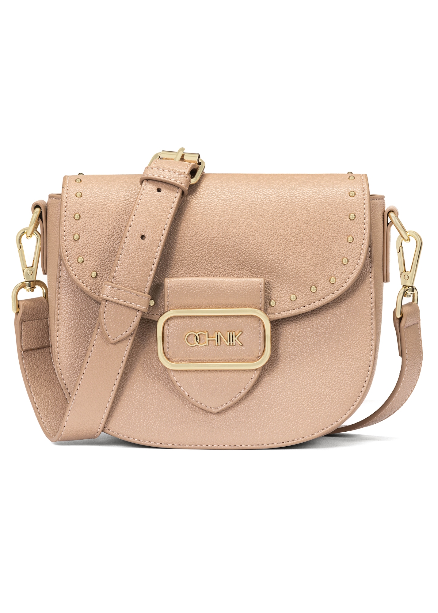 Beige women's messenger bag with studs TOREC-0880A-82(W25)
