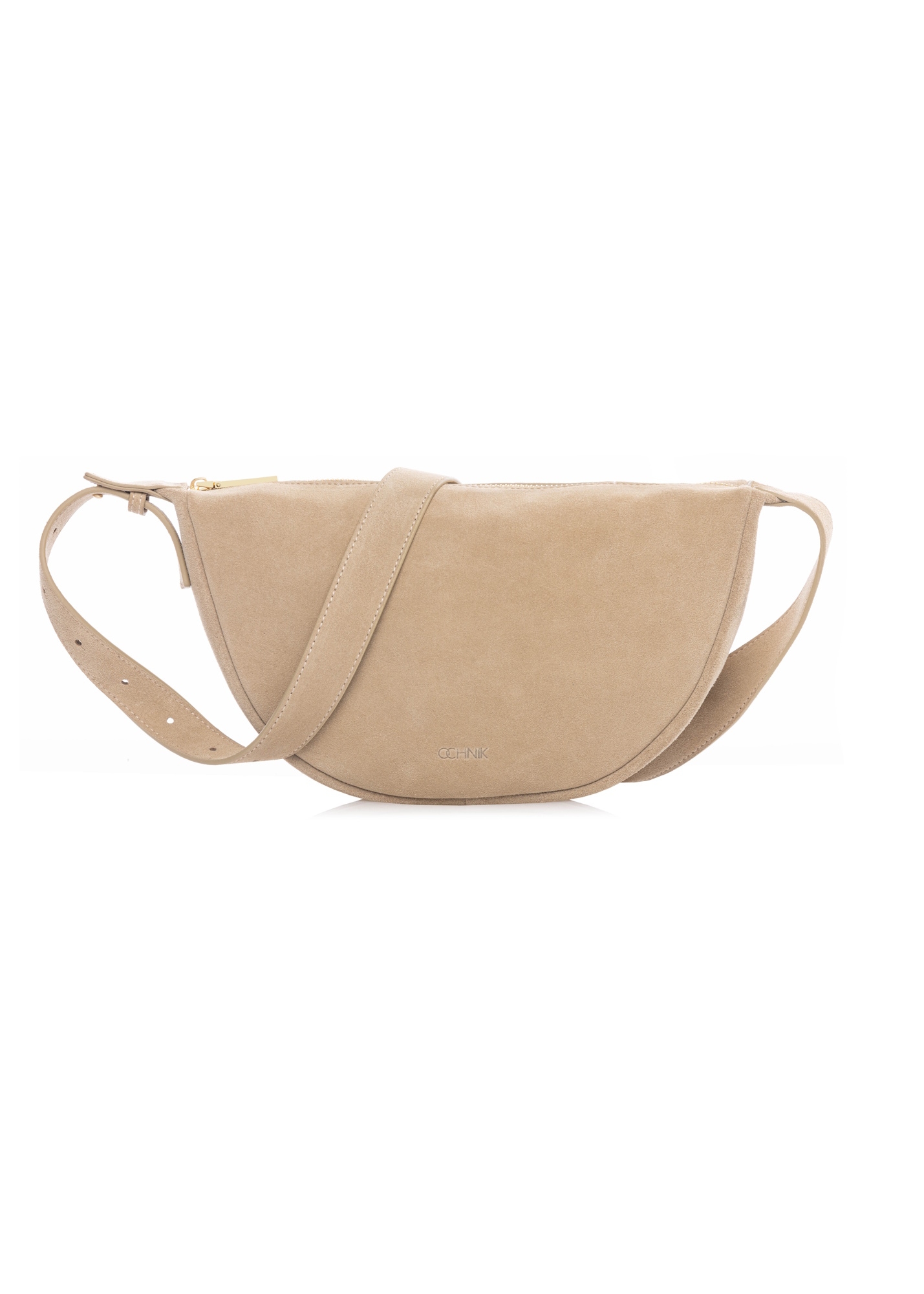 Beige leather semi-circular handbag TORES-1309-0B(W26)