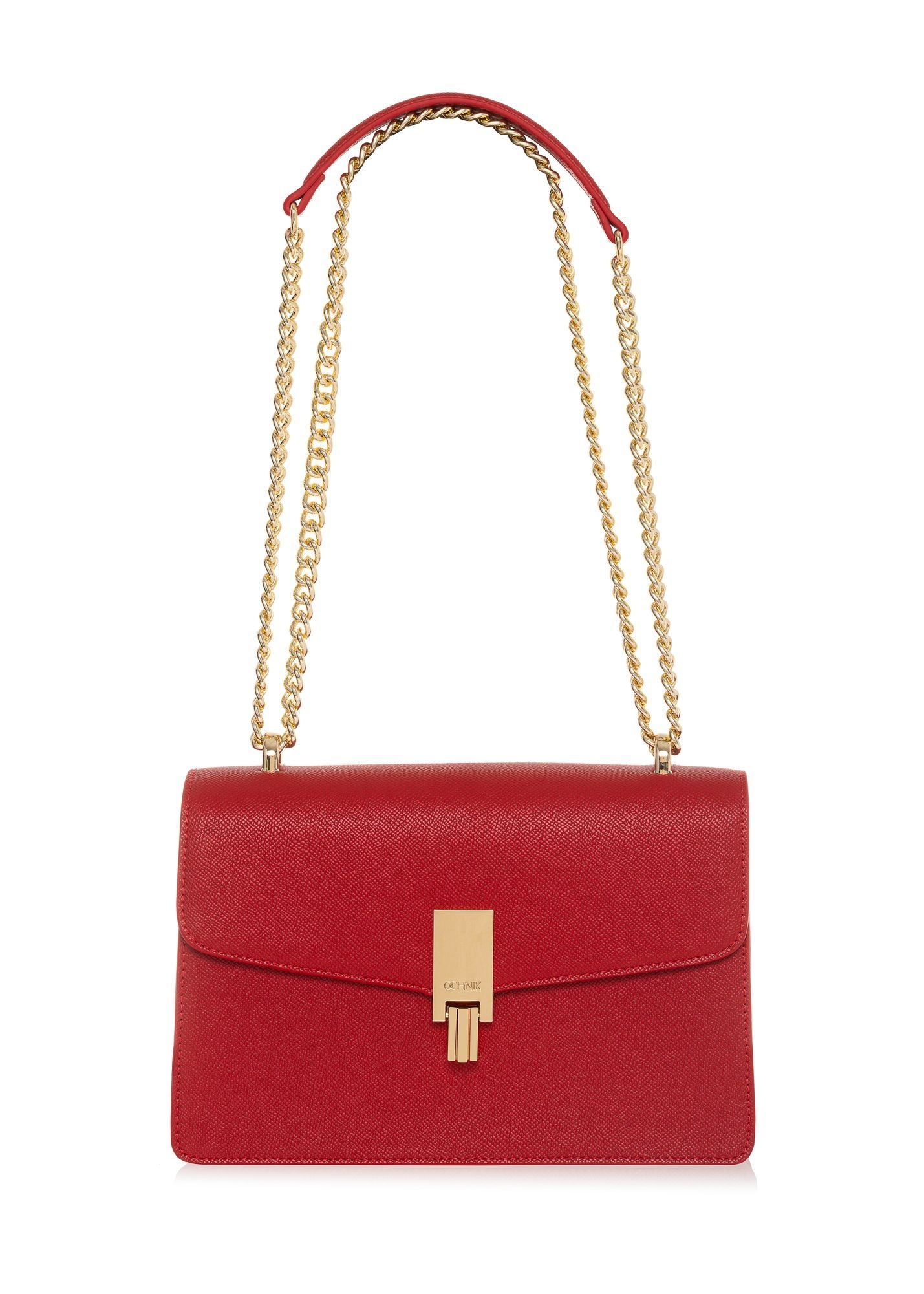 Red women's handbag on a chain TOREC-1023-42(W25)