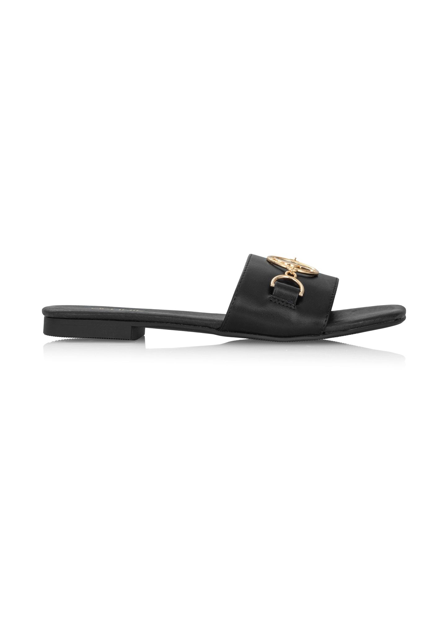 Black flip-flops with decorative buckle BUTYD-1070A-99(W25)