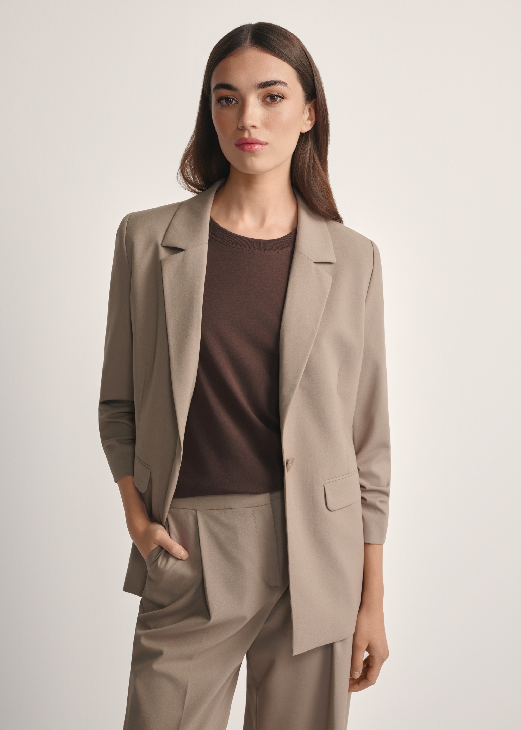 Women's dark beige jacket ZAKDT-0043-1K(W26)