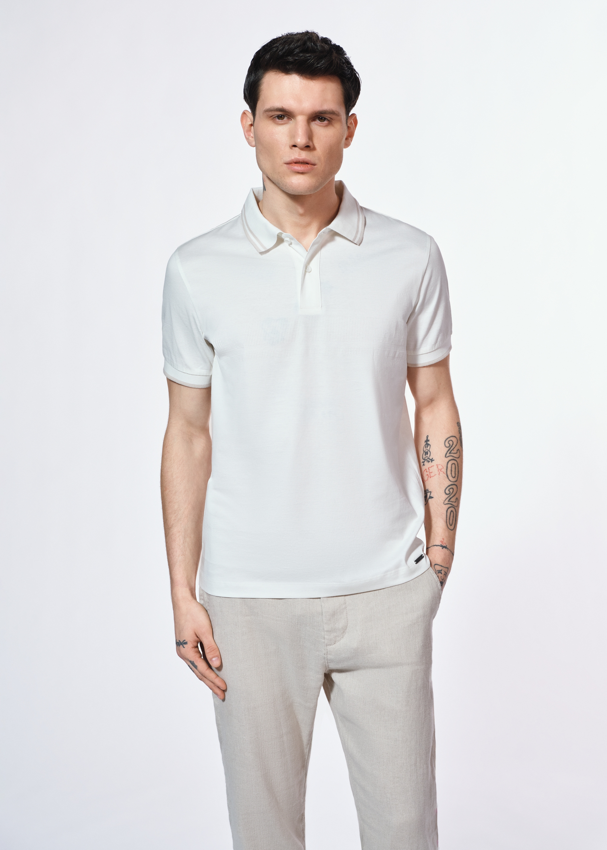 White cotton polo shirt POLMT-0077-12(W25)