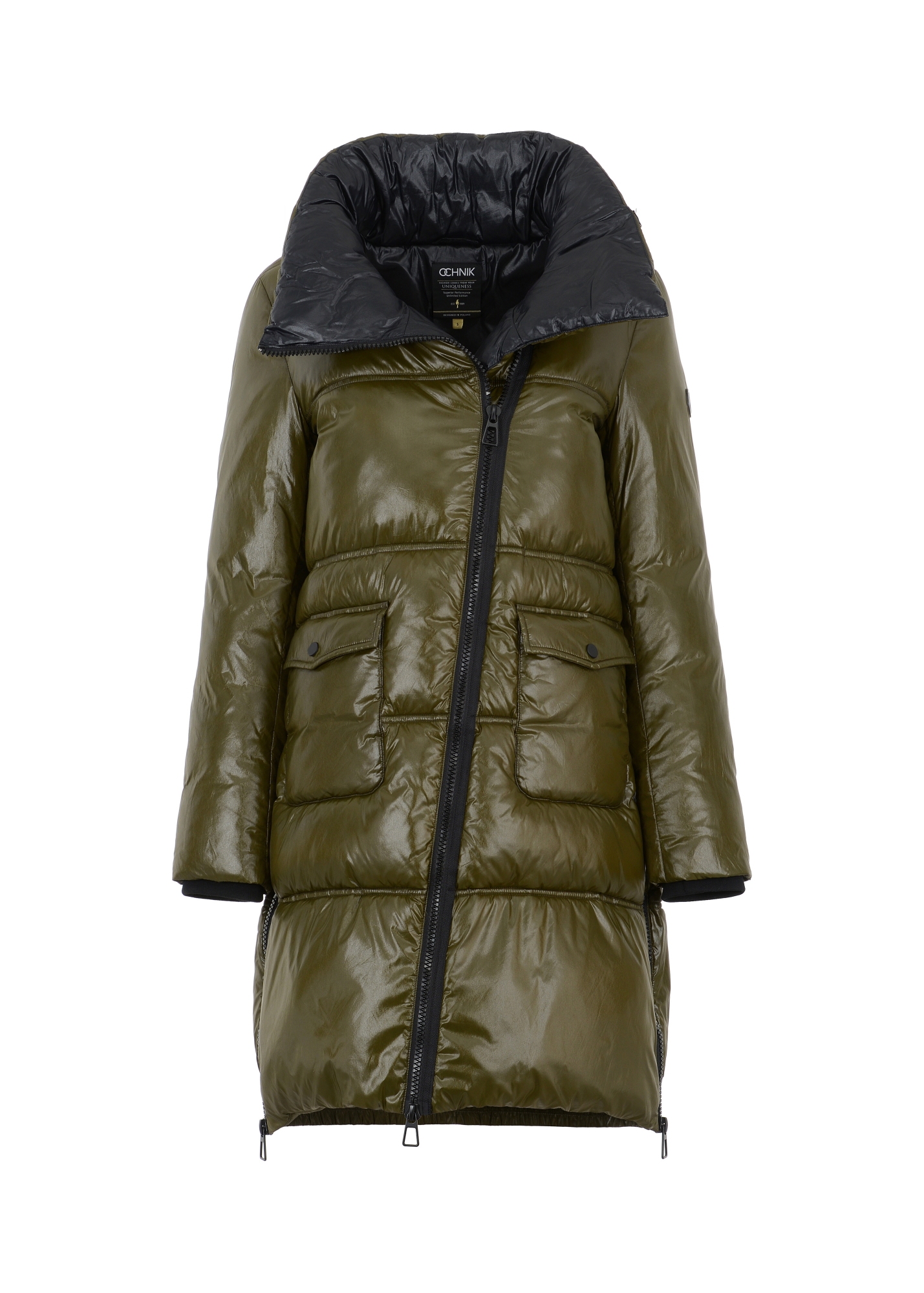 Olive quilted women's winter jacket KURDT-0382-57(Z23)