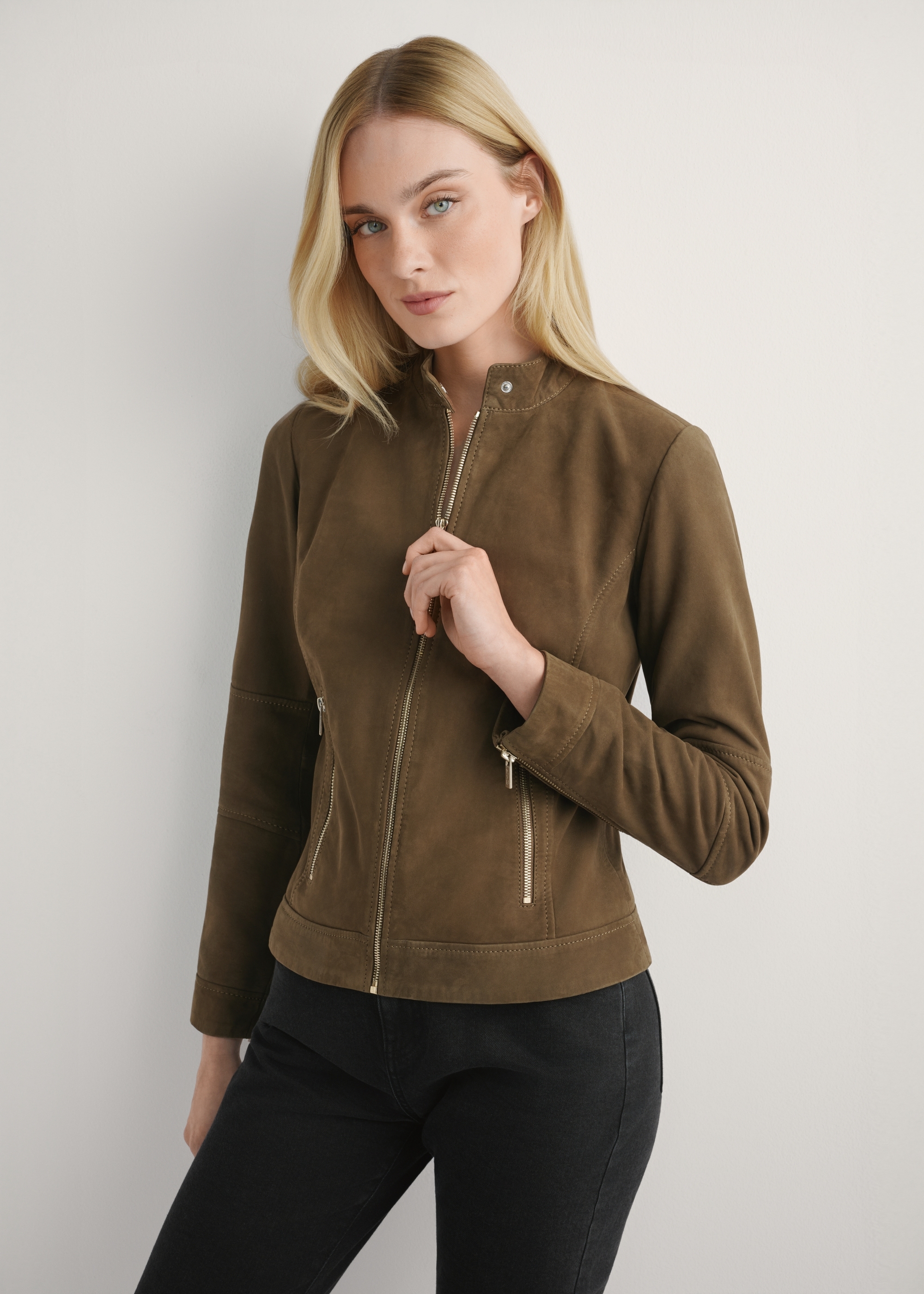 Women's brown leather jacket KURDS-0611-1H(W26)