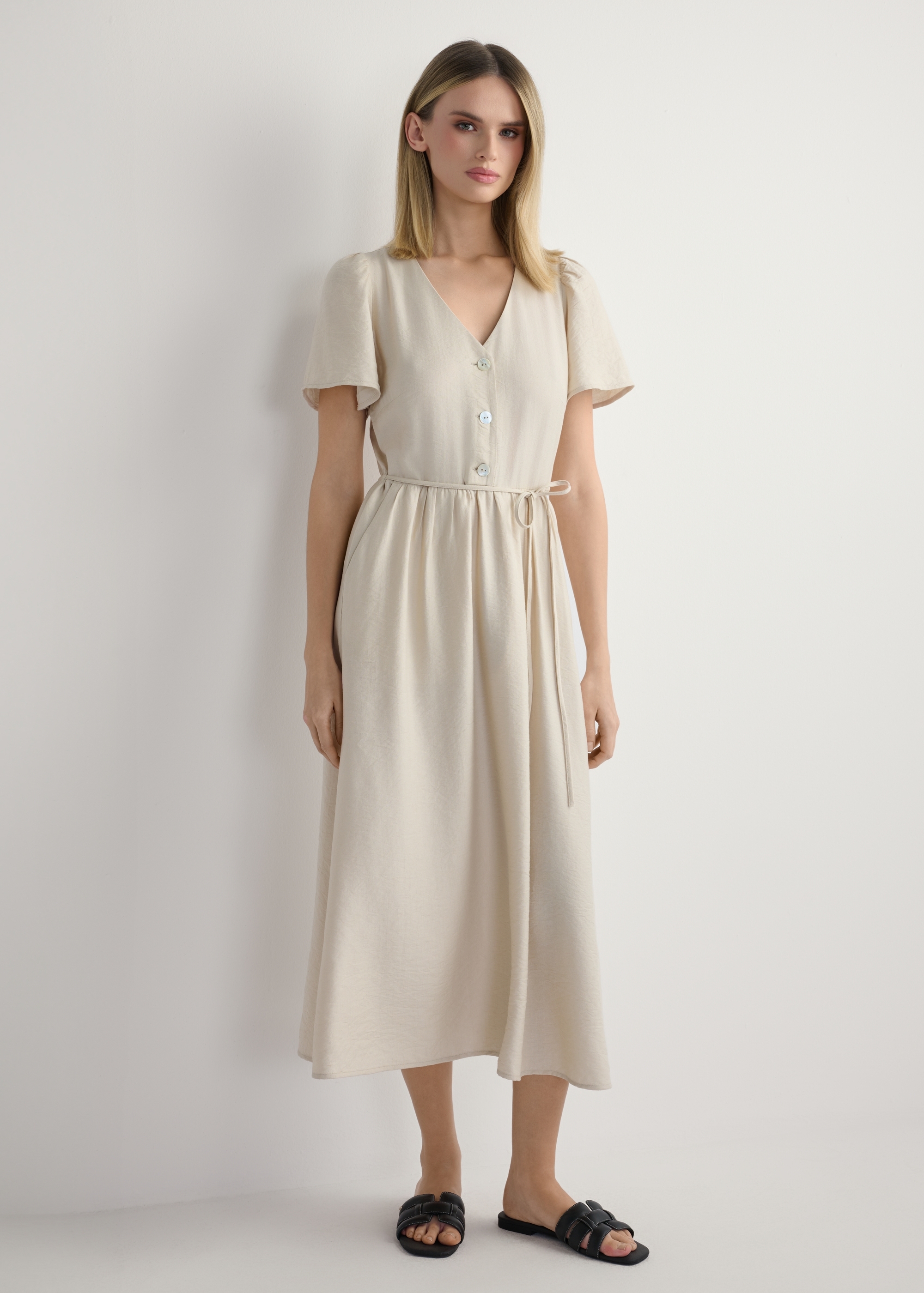 Women's dress in light beige color SUKDT-0255-1A(W26)