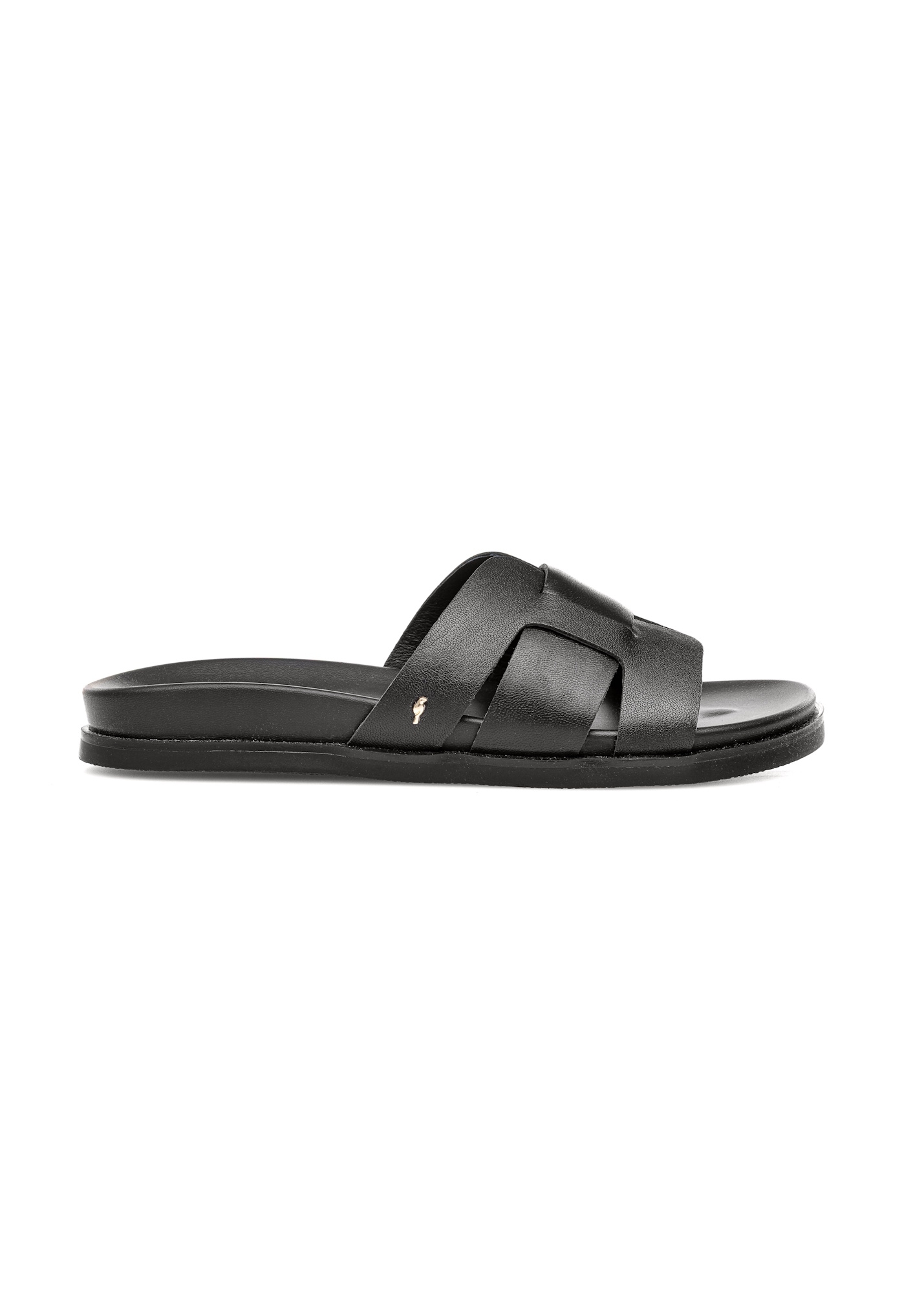 Black leather women's flip-flops BUTYD-1163-99(W26)