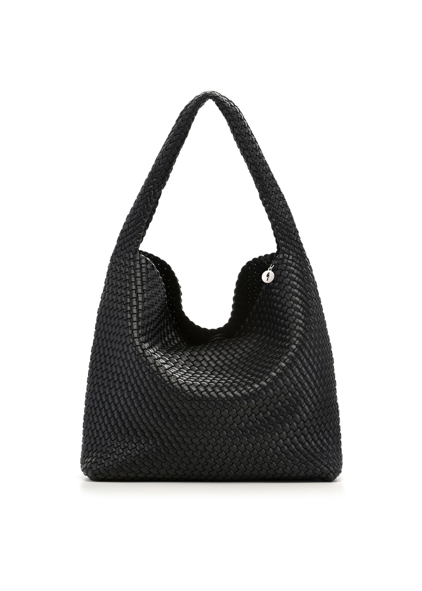 Black woven shopper bag TOREC-1148-99(W26)