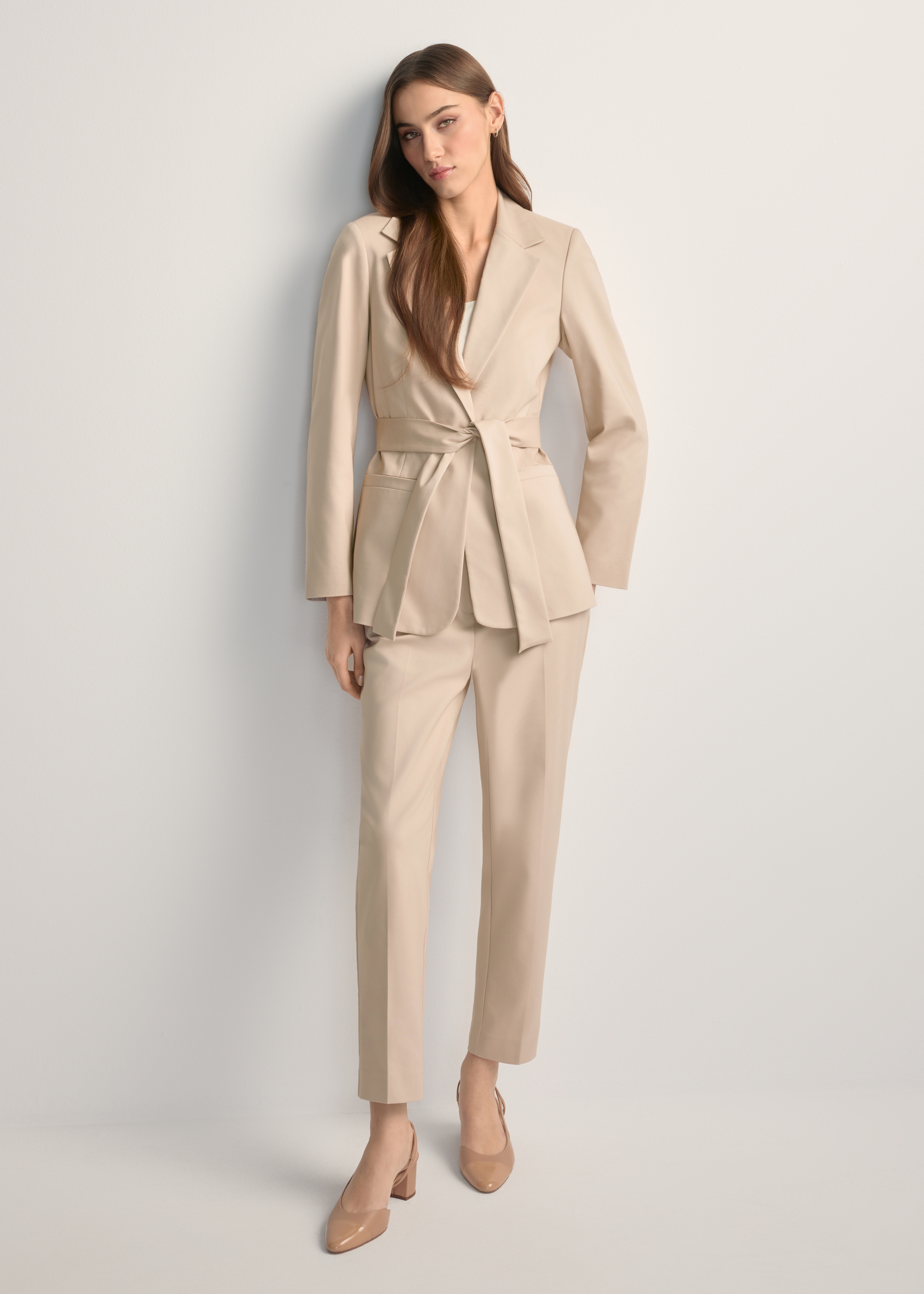 Beige women's pleated trousers SPODT-0090-1B(W26)
