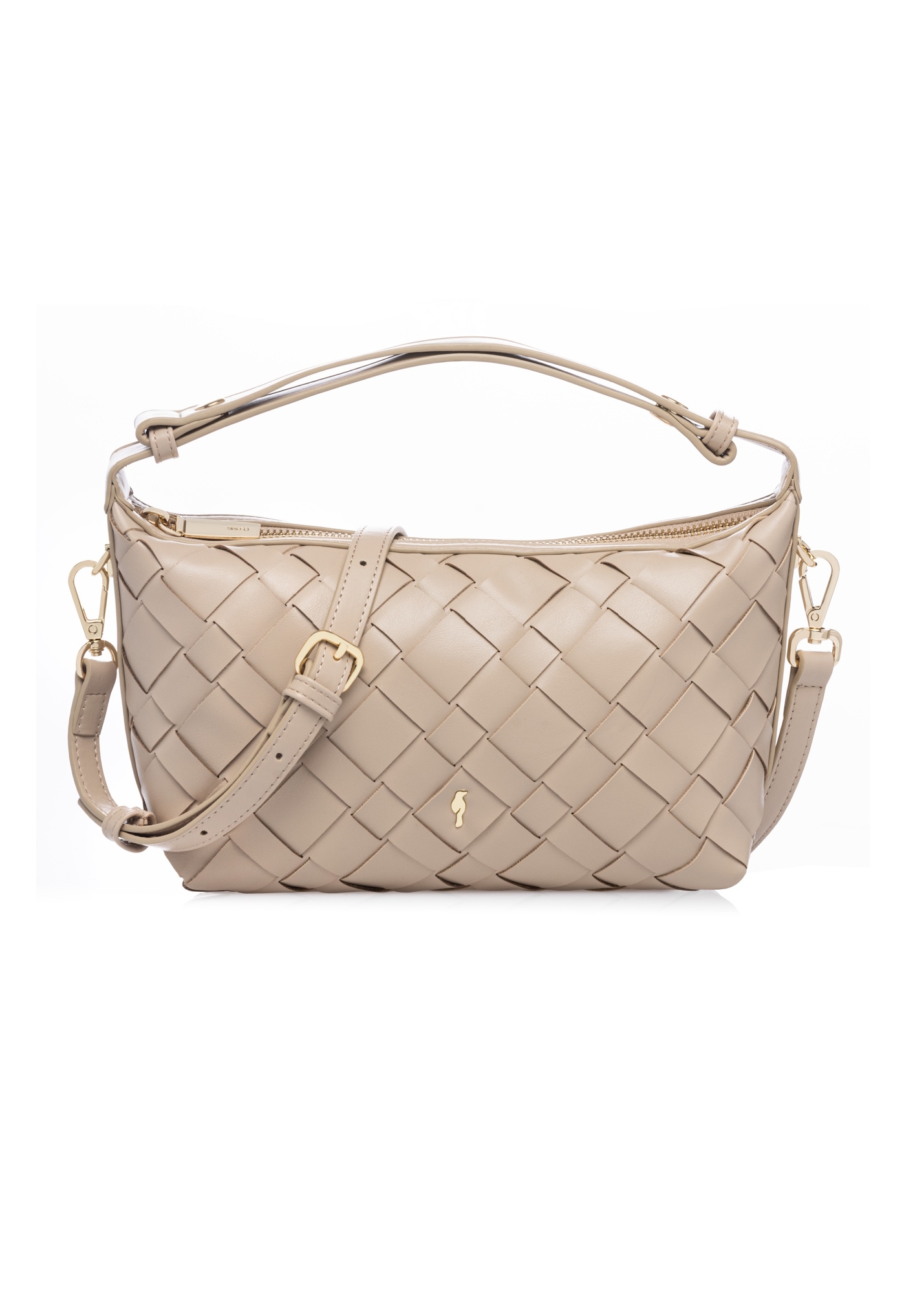 Beige women's handbag with braid TOREC-1169-1A(W26)