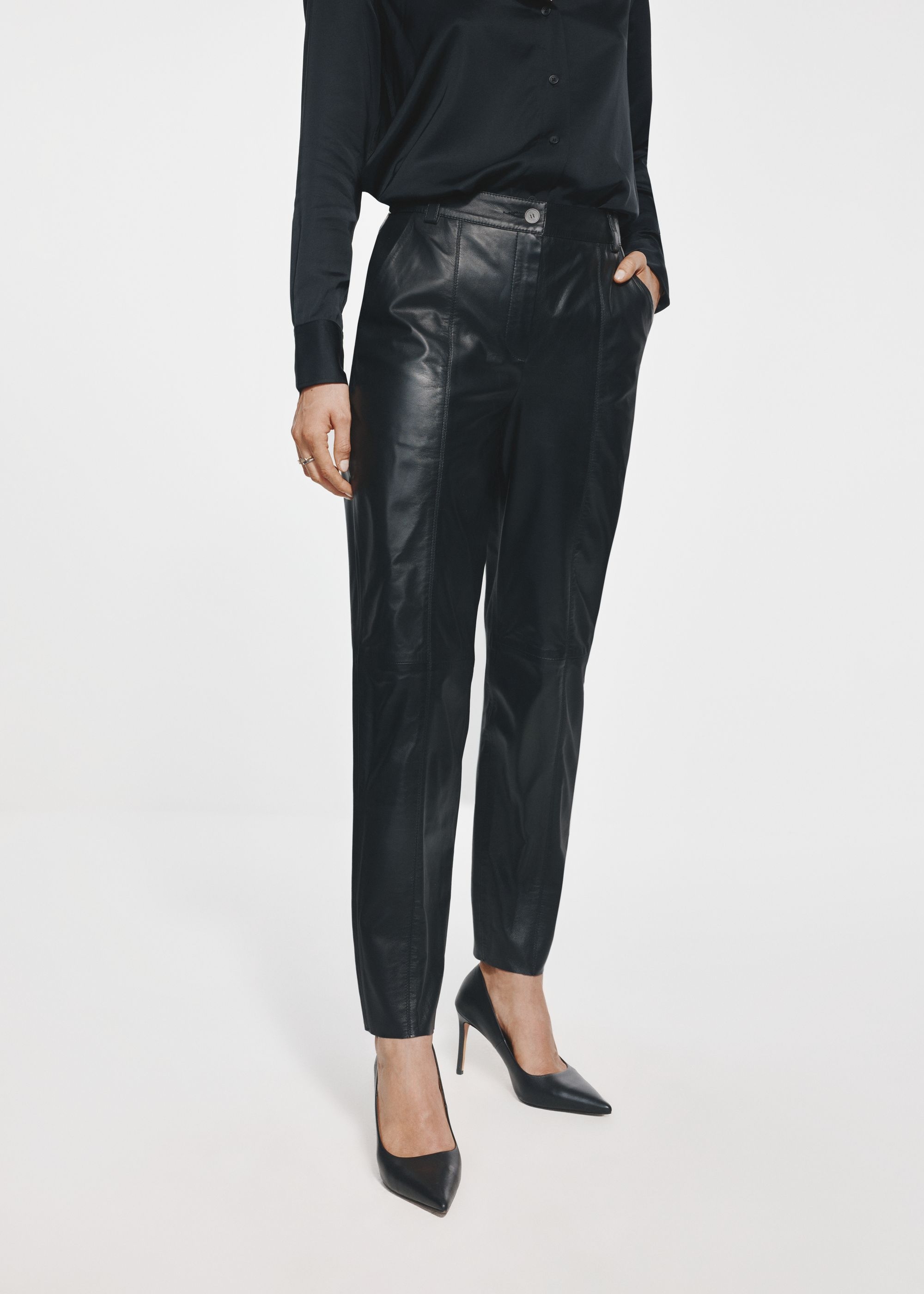 Black women's leather pants SPODS-0039-5344(Z25)
