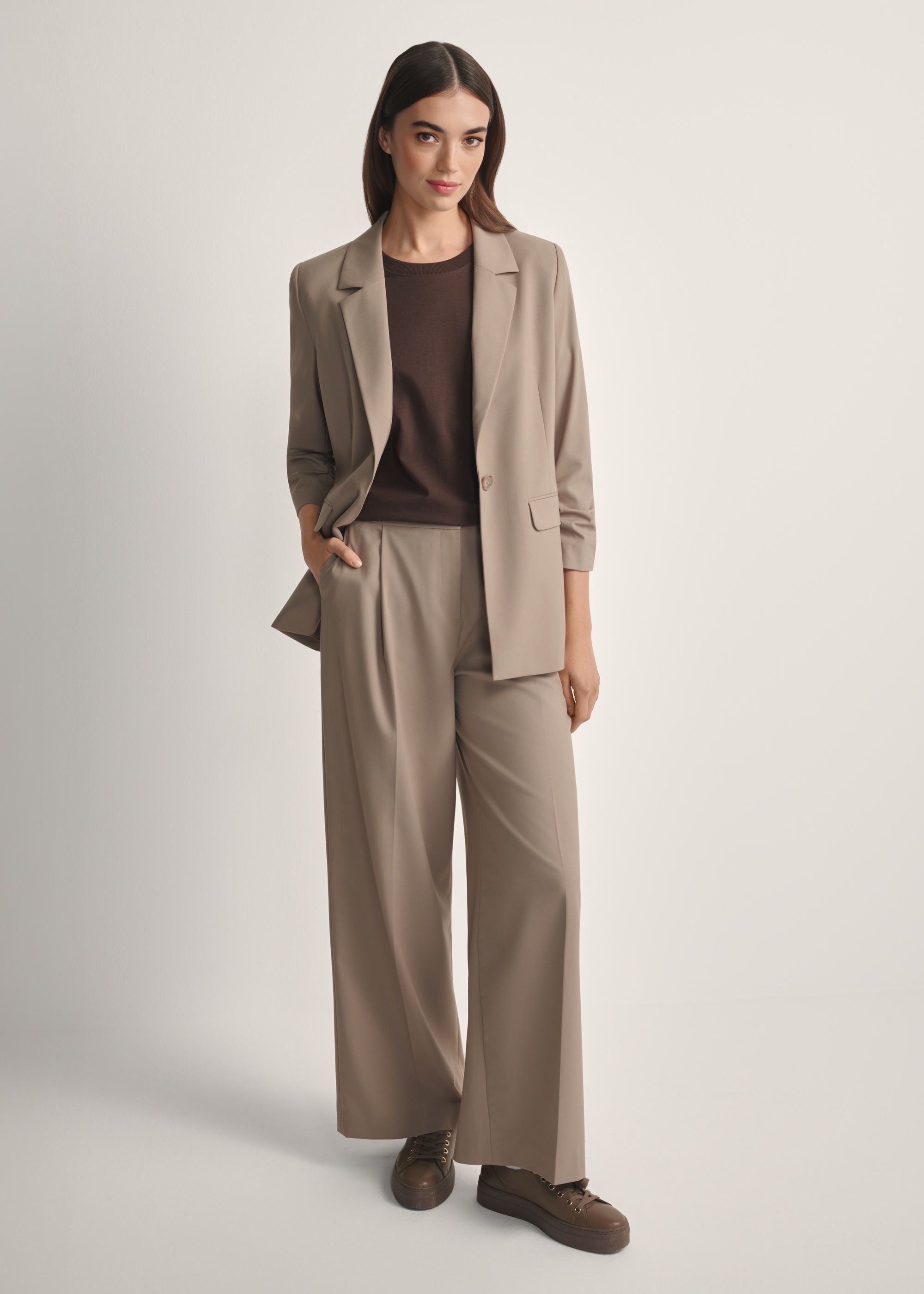 Dark beige women's trousers SPODT-0119-1K(W26)