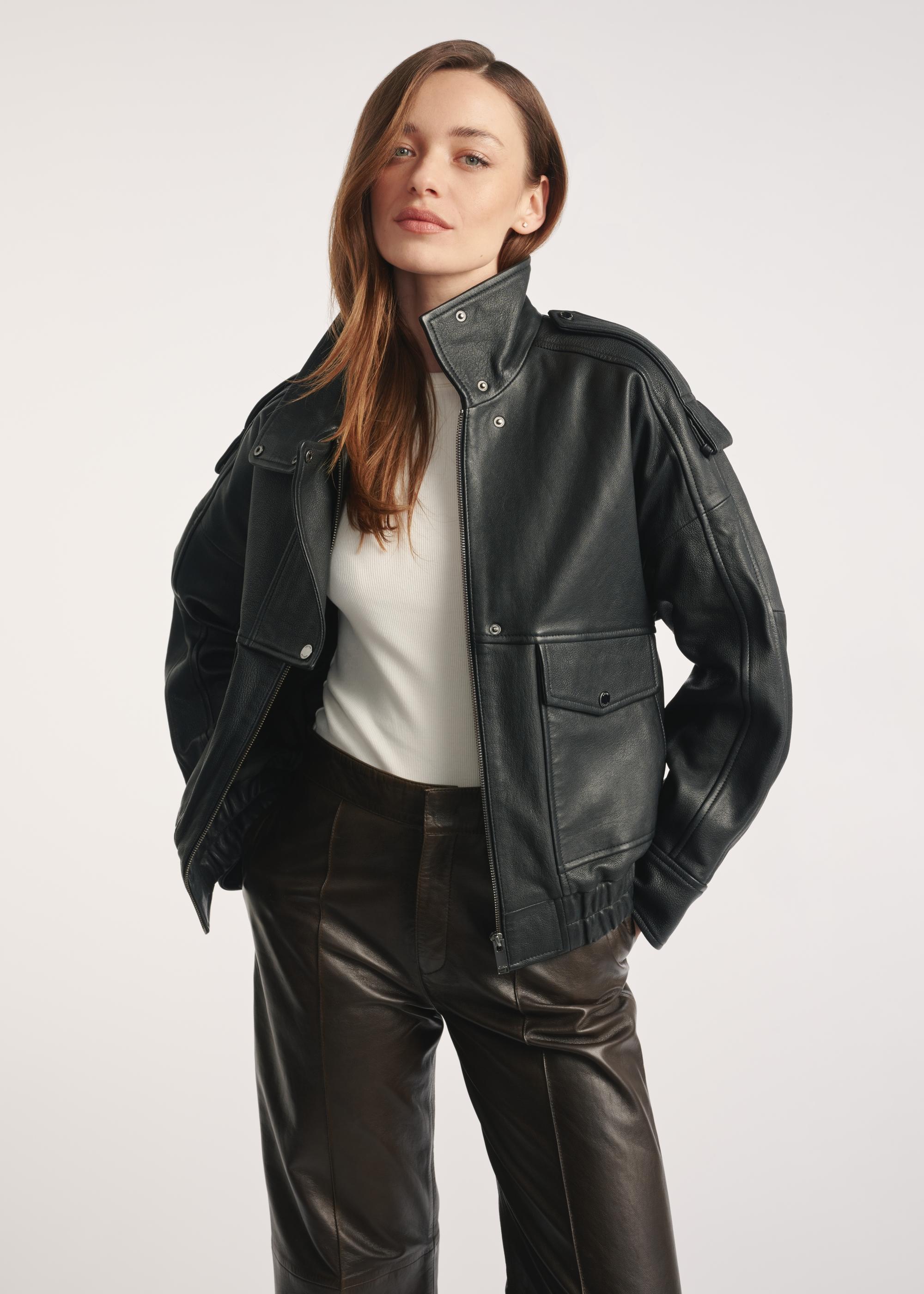 Black women's leather jacket KURDS-0554-2701(Z25) | OCHNIK